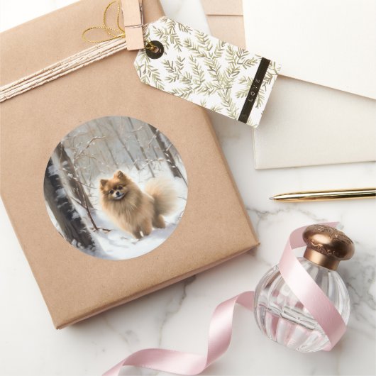 Spitz lässt es Weihnachten schneien Runder Aufkleber (Schenken)