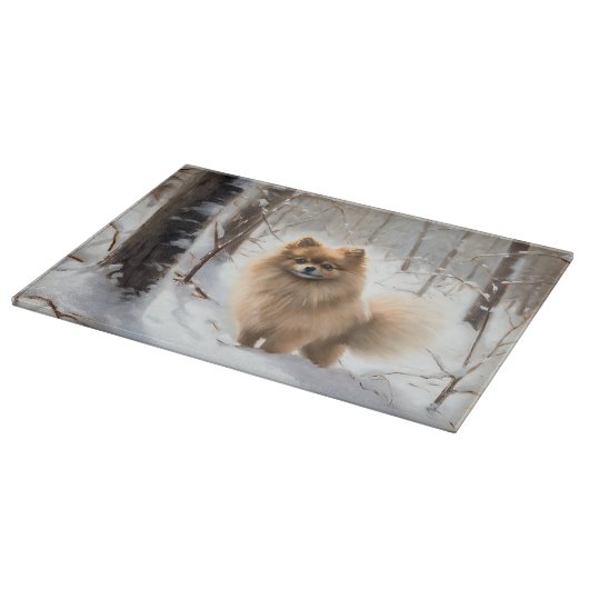 Spitz lässt es Weihnachten schneien Schneidebrett (Ecke)