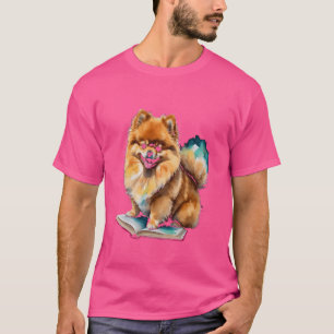 Spitz Lesen Buch Dog Funny Animal Art Printing T-Shirt
