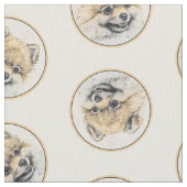 Spitz Malerei Orange Pom Original Hunde Kunst Stoff (Nahaufnahme)