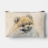 Spitz Malerei Orange Pom Original Hunde Kunst Zubehörtasche (Vorderseite)