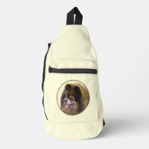 Spitz Malerei Orange Sable Original Hunde Kunst Crossbody Bag