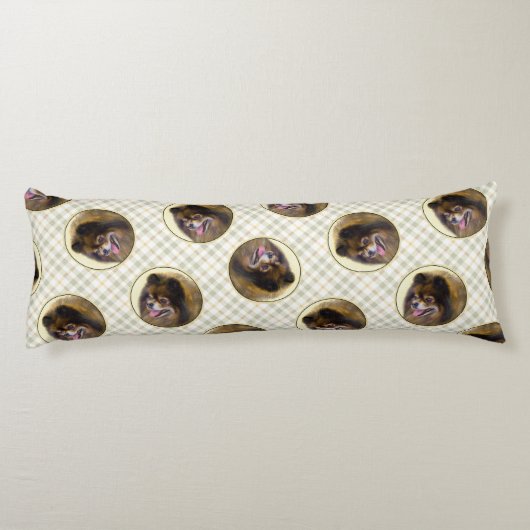 Spitz Malerei Orange Sable Original Hunde Kunst Seitenschläferkissen (Rückseite)