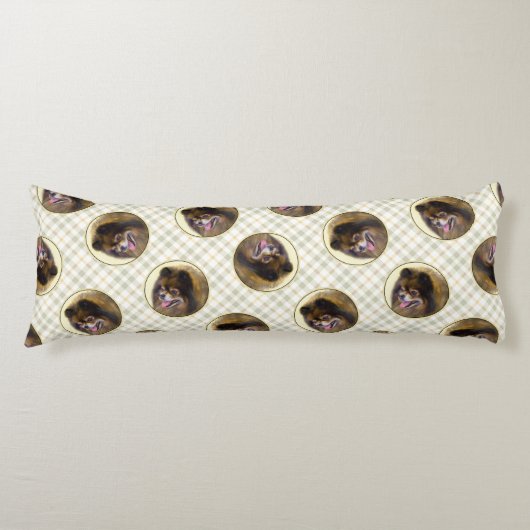 Spitz Malerei Orange Sable Original Hunde Kunst Seitenschläferkissen (Vorderseite)