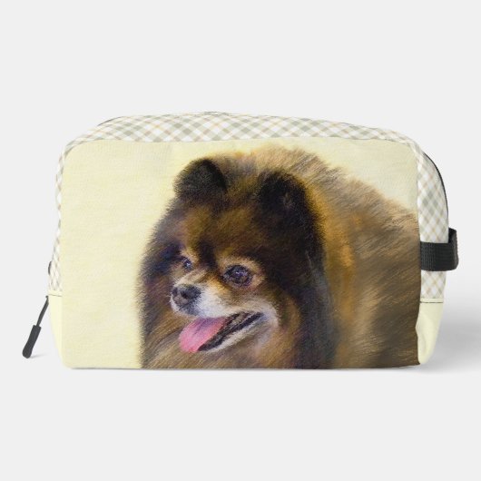 Spitz Malerei Orange Sable Original Hunde Kunst Waschbeutel (Rückseite)