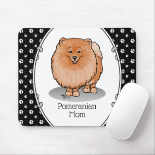Spitz Mama Pom Mama (orange rot) Niedliche Hunde M Mousepad
