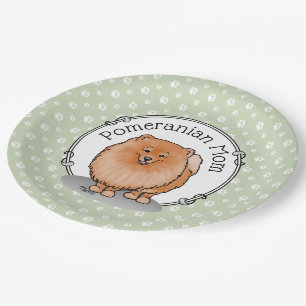 Spitz Mama Pom Mama (orange rot) Niedliche Hunde M Pappteller