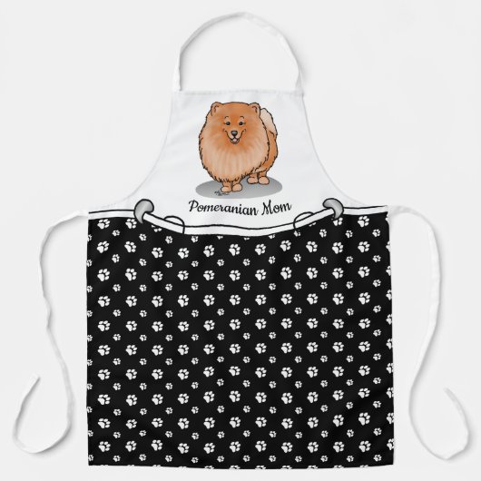 Spitz Mama Pom Mama (orange rot) Niedliche Hunde M Schürze (Vorderseite)