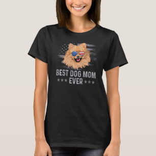 Spitz Mama Vintag American Flag Patriotic Dog T-Shirt