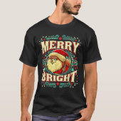 Spitz Merry Bright Weihnachts Weihnachtsmann Hund T-Shirt (Vorderseite)