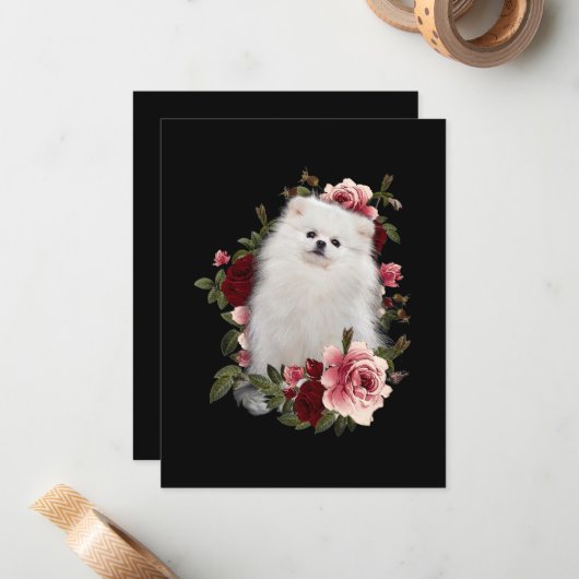 Spitz mit Blume Mitteilungskarte (Vorderseite/Rückseite Beispiel)