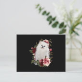 Spitz mit Blume Postkarte (Stehend Vorderseite)