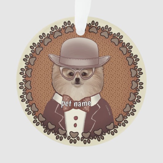 Spitz mit Brille Ornament (Vorderseite)