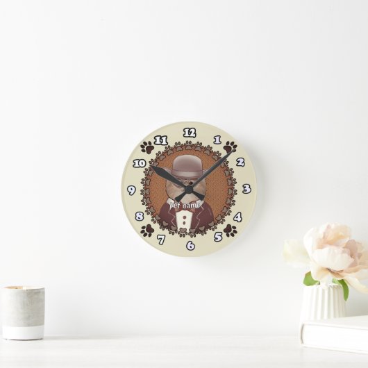 Spitz mit Brille Runde Wanduhr (Zuhause)