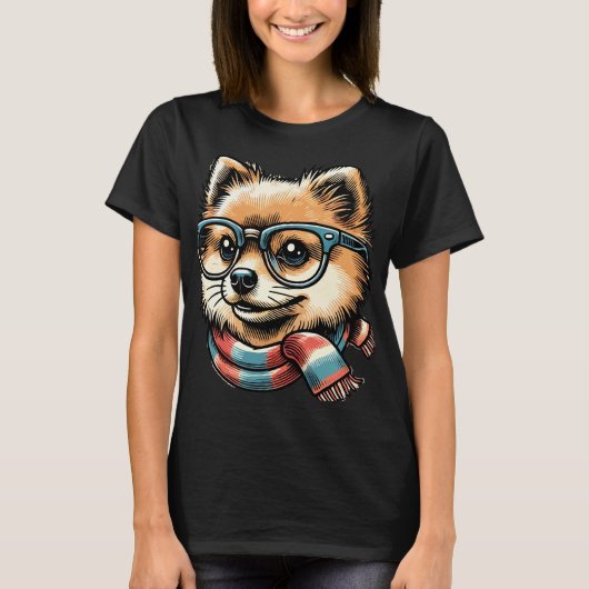 Spitz mit Brille T-Shirt (Vorderseite)