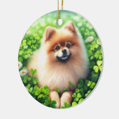 Spitz mit grünem Kleeblatt Keramik Ornament (Links)