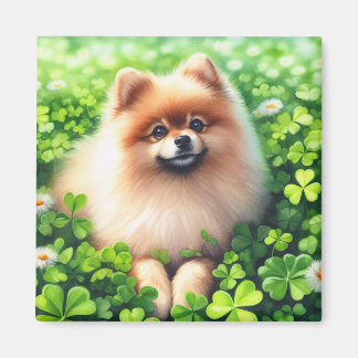 Spitz mit grünem Kleeblatt Magnet