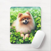Spitz mit grünem Kleeblatt Mousepad (Mit Mouse)