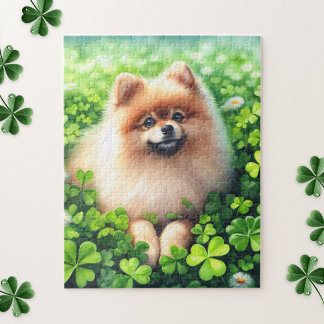 Spitz mit grünem Kleeblatt Puzzle