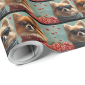 Spitz mit Rose des Herzens Valentinstag Geschenkpapier (Rolleneckpunkt)