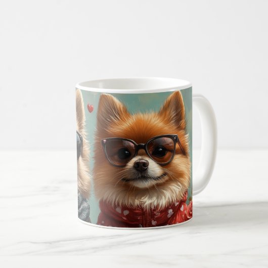 Spitz mit Rose des Herzens Valentinstag Kaffeetasse (VorderseiteRechts)