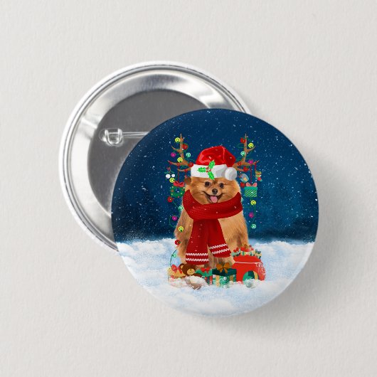 Spitz mit Weihnachtsgeschenke Button (Vorne & Hinten)
