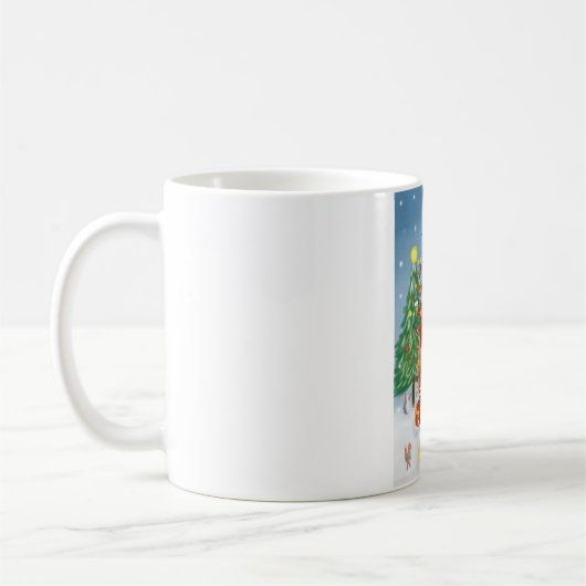 Spitz mit Weihnachtsgeschenke Kaffeetasse (Links)