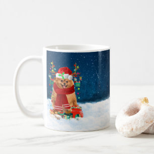 Spitz mit Weihnachtsgeschenke Kaffeetasse