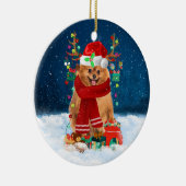 Spitz mit Weihnachtsgeschenke Keramik Ornament (Rechts)