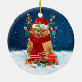 Spitz mit Weihnachtsgeschenke Keramik Ornament (Hinten)