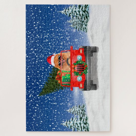 Spitz mit Weihnachtsgeschenke Puzzle (Vertikal)