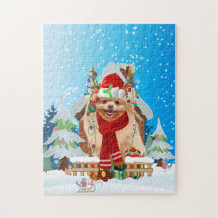 Spitz mit Weihnachtsgeschenke Puzzle
