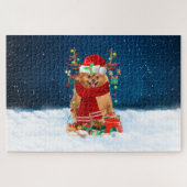Spitz mit Weihnachtsgeschenke Puzzle (Horizontal)