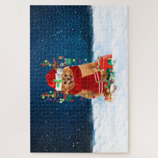 Spitz mit Weihnachtsgeschenke Puzzle (Vertikal)