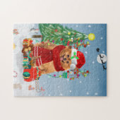 Spitz mit Weihnachtsgeschenke Puzzle (Horizontal)