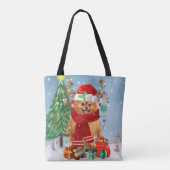 Spitz mit Weihnachtsgeschenke Tasche (Rückseite)