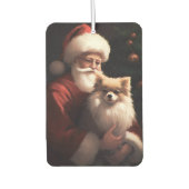 Spitz mit Weihnachtsmann Weihnachten Autolufterfrischer (Vorderseite)