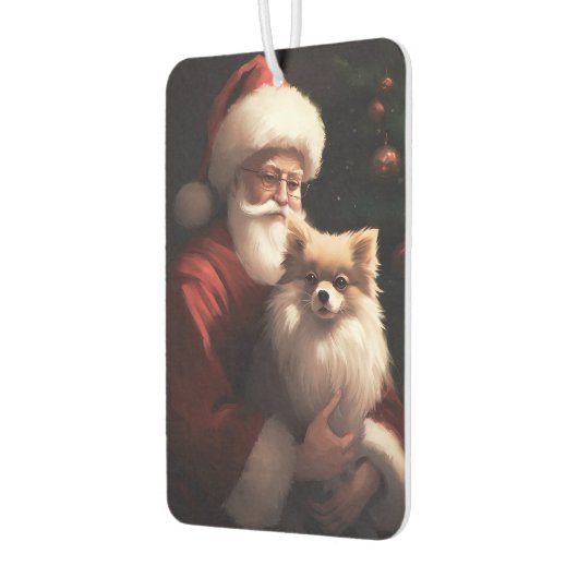 Spitz mit Weihnachtsmann Weihnachten Autolufterfrischer (Links)