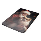 Spitz mit Weihnachtsmann Weihnachten Badematte (Schrägansicht)