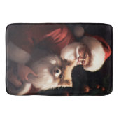 Spitz mit Weihnachtsmann Weihnachten Badematte (Vorderseite)