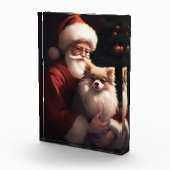 Spitz mit Weihnachtsmann Weihnachten Fotoblock (Rechts)