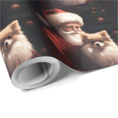 Spitz mit Weihnachtsmann Weihnachten Geschenkpapier (Rolleneckpunkt)