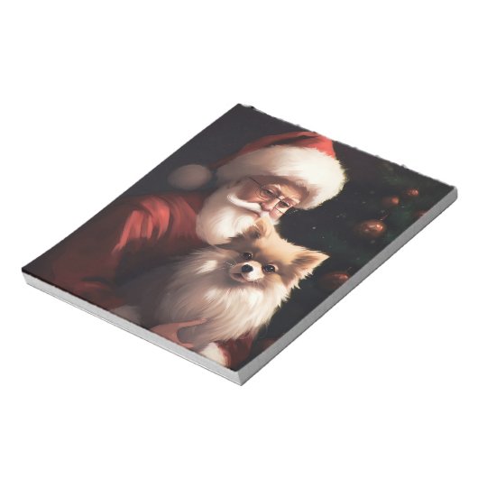 Spitz mit Weihnachtsmann Weihnachten Notizblock (Rotiert)