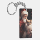 Spitz mit Weihnachtsmann Weihnachten Schlüsselanhänger (Vorderseite links)