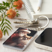 Spitz mit Weihnachtsmann Weihnachten Schlüsselanhänger (Vorderseite rechts)