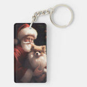 Spitz mit Weihnachtsmann Weihnachten Schlüsselanhänger (Rückseite)