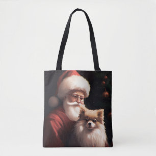 Spitz mit Weihnachtsmann Weihnachten Tasche