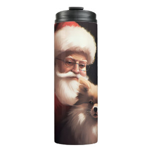 Spitz mit Weihnachtsmann Weihnachten Thermosbecher