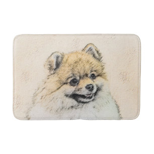 Spitz (Orange) Malerei - Original Hundekunst Badematte