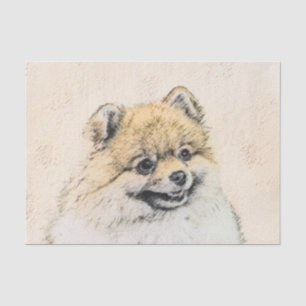 Spitz (Orange) Malerei - Original Hundekunst Seidenpapier